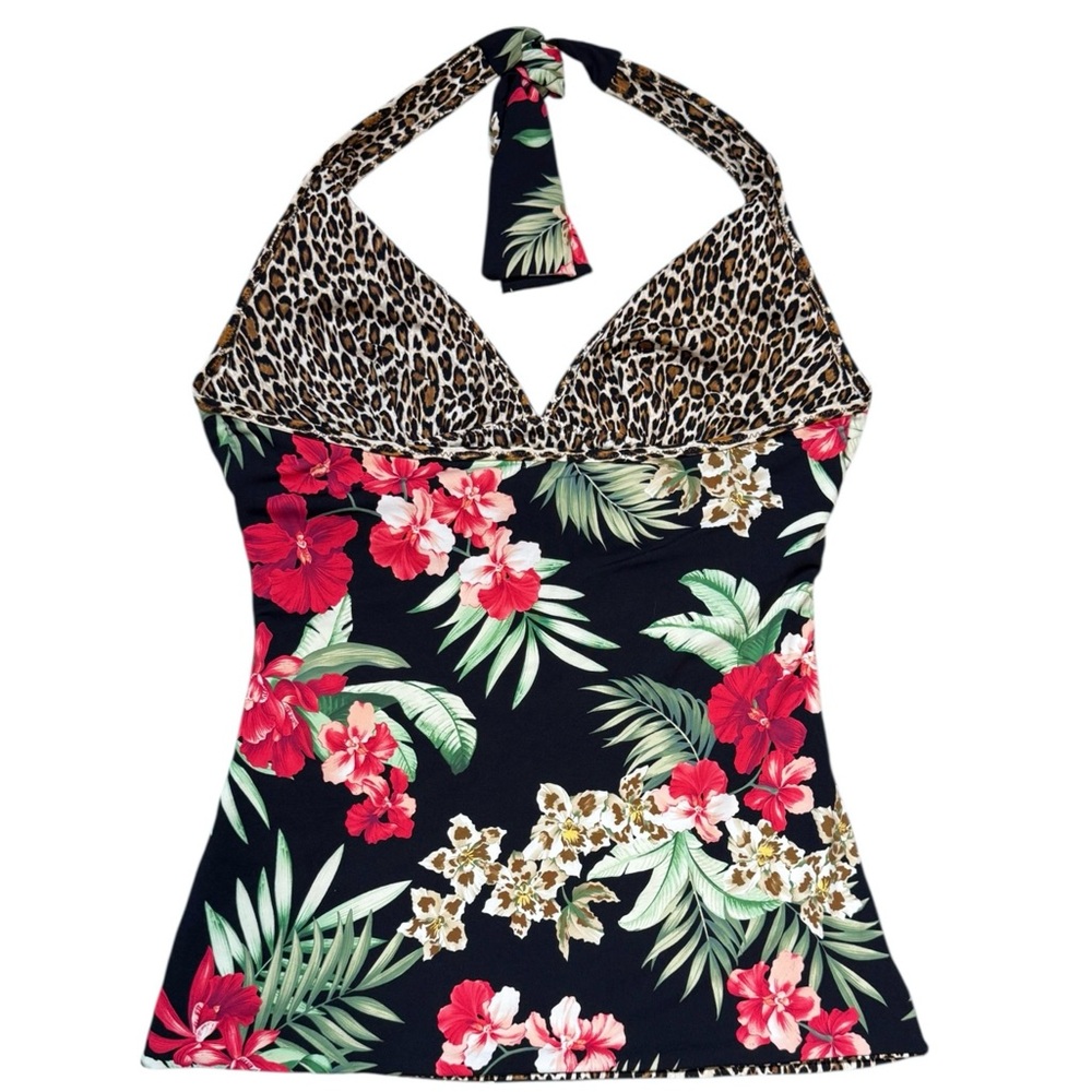 Tommy Bahama Lily Cat Reversible Halter Tankini Top - Picture 11 of 16